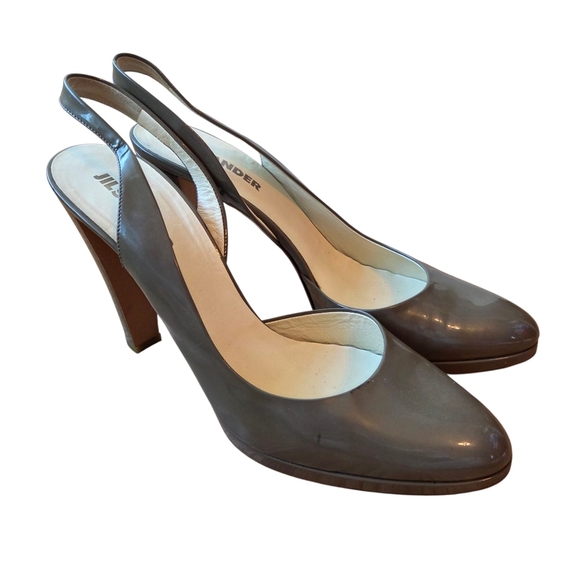 Jil Sander Patent Leather Slingback High Heels Pumps Olive Green Shoes EU 40.5 - Picture 7 of 14